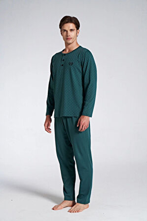 Gd Goldoremi 1750 Büyük Beden Erkek %100 Pamuklu Uzun Kollu Pijama Takım