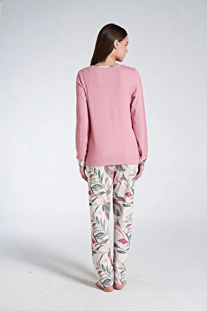 Gd Goldoremi 1742 Kadın Melisa Kumaş Desenli Uzun Kollu Pijama Takım