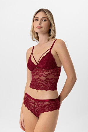 Pierre Cardin Lingerie Kadın Balensiz Dantelli Pedli Sütyen Takımı