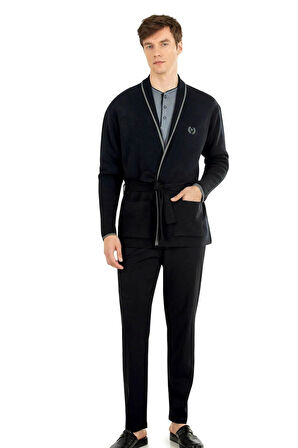 Pierre Cardin Erkek Triko Sabahlıklılı Uzun Kollu Özel Kutulu Pijama Takım