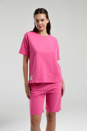 Roly Poly Kadın Bisiklet Yaka Kısa Kollu Bermuda Şortlu Pijama Takım