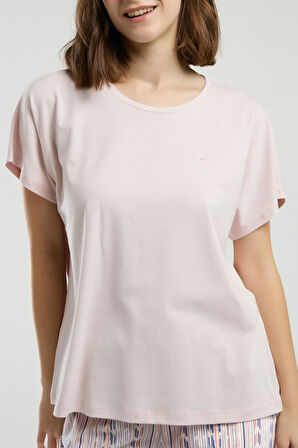 Pierre Cardin Kadın Bisiklet Yaka Kısa Kol Desenli Pijama Takım