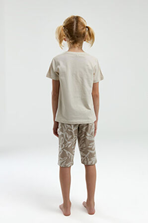 Arnetta 3301 Nature Lover Kız Çocuk Bisiklet Yaka Kısa Kol Kapri Pijama Takım