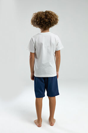 Arnetta Erkek Çocuk Desenli Bisiklet Yaka Kısa Kol Pijama Takım