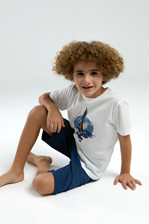 Arnetta Garson Erkek Çocuk Desenli Bisiklet Yaka Kısa Kol Pijama Takım