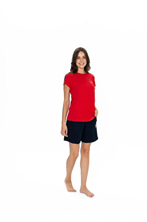 U.S. Polo Assn. 20000 Kadın Yuvarlak Yaka Şortlu Pijama Takım