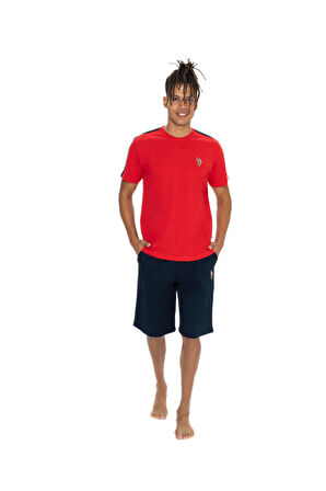 U.S. Polo Assn. 18868 Erkek Kırmızı Bisiklet Yaka Şortlu Pijama Takım