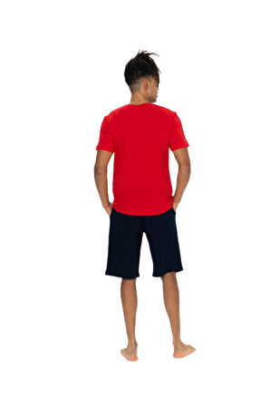U.S. Polo Assn. 18868 Erkek Kırmızı Bisiklet Yaka Şortlu Pijama Takım