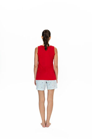 U.S. Polo Assn. 20061 Kadın Kalın Askılı Kalpli Şort Pijama Takım