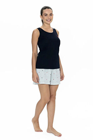 U.S. Polo Assn. 20061 Kadın Kalın Askılı Kalpli Şort Pijama Takım