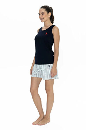 U.S. Polo Assn. 20061 Kadın Kalın Askılı Kalpli Şort Pijama Takım