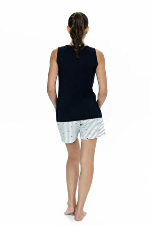 U.S. Polo Assn. 20061 Kadın Kalın Askılı Kalpli Şort Pijama Takım
