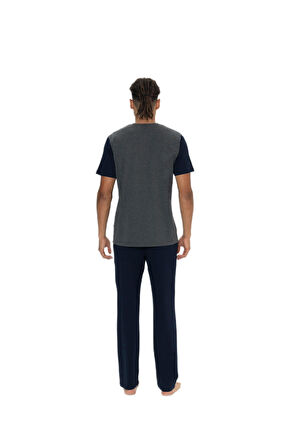 U.S. Polo Assn. 18898 Erkek Antrasit Bisiklet Yaka Kısa Kollu Cepli Pijama Takım