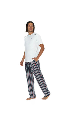 U.S. Polo Assn. 18905 Erkek Bisiklet Yaka Kısa Kol Şortlu 3'lü Pijama Takım