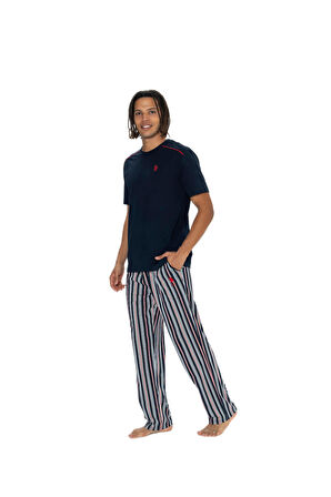 U.S. Polo Assn. 18905 Erkek Bisiklet Yaka Kısa Kol Şortlu 3'lü Pijama Takım