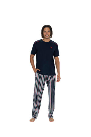 U.S. Polo Assn. 18905 Erkek Bisiklet Yaka Kısa Kol Şortlu 3'lü Pijama Takım