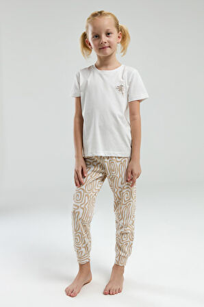Arnetta 3303 Kız Çocuk Desenli Bisiklet Yaka Şortlu Kısa Kol Pijama Takım