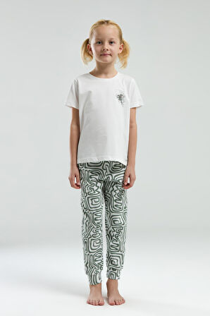 Arnetta 3303 Kız Çocuk Desenli Bisiklet Yaka Şortlu Kısa Kol Pijama Takım