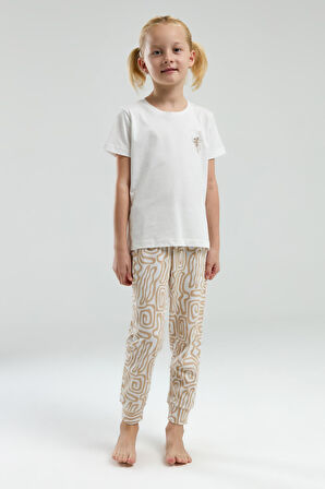 Arnetta 3303 Garson Kız Çocuk Desenli Bisiklet Yaka Şortlu Kısa Kol Pijama Takım