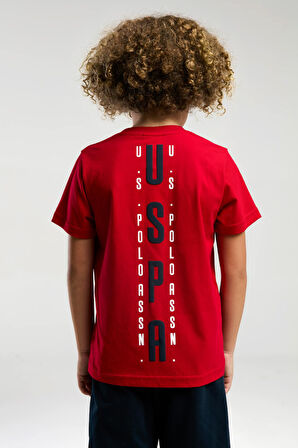 U.S. Polo Assn. Erkek Çocuk Sırt Yazılı Kırmızı Şortlu Bermuda Pijama Takım