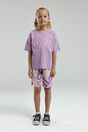 U.S. Polo Assn Garson Kız Çocuk Kısa Kollu Şortlu Bermuda Pijama Takım