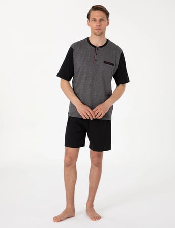 Pierre Cardin Erkek Kısa Kol 3'lü Şortlu Jakarlı Pijama Takım Kutulu Damat Çeyiz Set