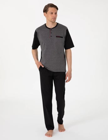Pierre Cardin Erkek Kısa Kol 3'lü Şortlu Jakarlı Pijama Takım Kutulu Damat Çeyiz Set