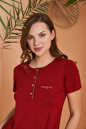 Pjs 27068 Dreaming Kadın Gold Detaylı Yaka Düğmeli Kısa Kol Pijama Takım