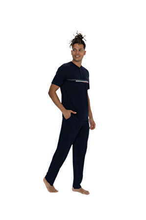 U.S. Polo Assn. Büyük Beden Erkek Lacivert Kısa Kollu Pijama Takım