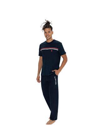 U.S. Polo Assn. Erkek Lacivert Bisiklet Yaka Kısa Kollu Pijama Takım