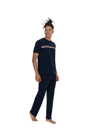 U.S. Polo Assn. Erkek Lacivert Bisiklet Yaka Kısa Kollu Pijama Takım