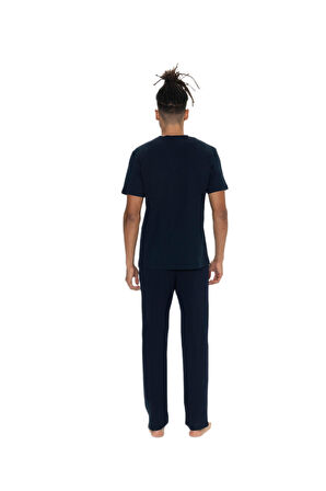 U.S. Polo Assn. Erkek Lacivert Bisiklet Yaka Kısa Kollu Pijama Takım