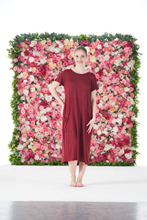 Gd Goldoremi 25234 Kadın Yuvarlak Yaka Bol Cepli Kısa Kollu Elbise