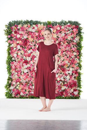 Gd Goldoremi 25234 Kadın Yuvarlak Yaka Bol Cepli Kısa Kollu Elbise