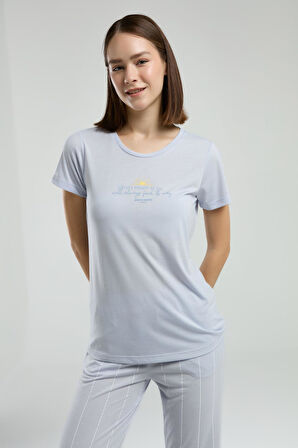 Pierre Cardin Kadın Bisiklet Yaka Kısa Kol Pijama Takım