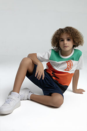 Roly Poly Renkli Erkek Çocuk Kısa Kol Bermuda Şortlu Pijama Takım