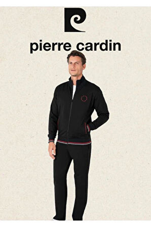 Pierre Cardin Erkek Regular Fit Pamuklu Fermuarlı Çizgi Detay Likralı Eşofman Takımı