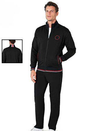 Pierre Cardin Erkek Regular Fit Pamuklu Fermuarlı Çizgi Detay Likralı Eşofman Takımı