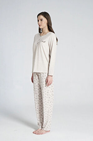 Gd Goldoremi 1711 Kadın Düğmeli Yaka Uzun Kollu Pijama Takım