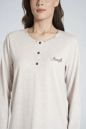 Gd Goldoremi 1711 Kadın Düğmeli Yaka Uzun Kollu Pijama Takım