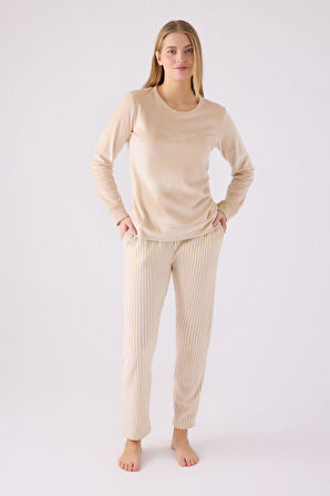 Pierre Cardin Kadın Kadife Uzun Kollu Pijama Takımı
