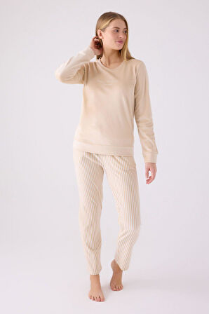 Pierre Cardin Kadın Kadife Uzun Kollu Pijama Takımı