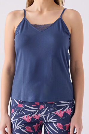 Pierre Cardin Kadın Mor Sabahlıklı Uzun Kol İp Askılı V Yaka 3'lü Pijama Takım