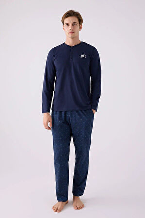 Arnetta Erkek Pamuklu Comfortablelıfe Bisiklet Yaka Uzun Kollu Pijama Takım