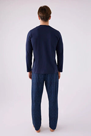 Arnetta Erkek Pamuklu Comfortablelıfe Bisiklet Yaka Uzun Kollu Pijama Takım