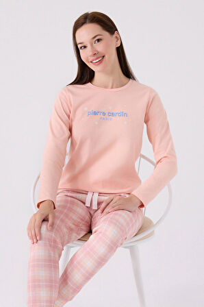Pierre Cardin Kadın Pamuklu Rahat Uzun Kollu Ekose Pijama Takım