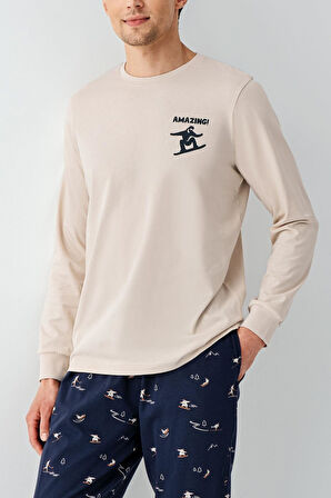 Arnetta Erkek Amazing %100 Pamuk 4 Mevsim Baba-Oğul Uzun Kollu Pijama Takım