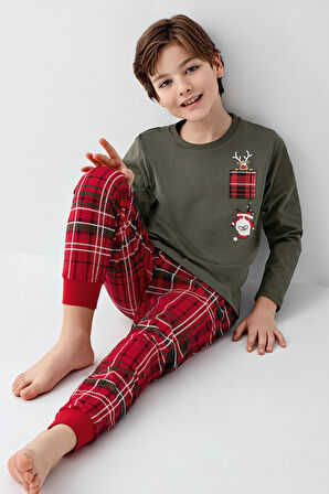 Arnetta Erkek Çocuk Aile %100 Pamuk 4 Mevsim New Year Uzun Kollu Pijama Takım