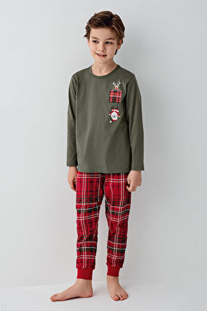 Arnetta Erkek Çocuk Aile %100 Pamuk 4 Mevsim New Year Uzun Kollu Pijama Takım