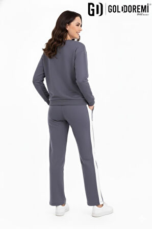 Gd Goldoremi 11-007 Kadın Modal Yanı Parçalı Şeritli Bol Paça Eşofman Altı